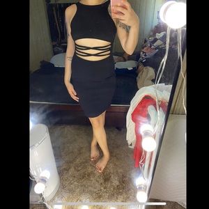 Black cut out mini dress